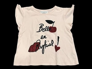 SONIA RYKIEL PARIS GIRL'S GRAPHIC LOGO SPARKLE CHERRIES T SHIRT TEE COTTON SZ 10 - Picture 1 of 4