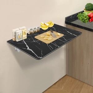 Scrivania da Parete Pieghevole Nera, Tavolo Pieghevole da Parete, Tavolo Pieghevole da Parete - Foto 1 di 16