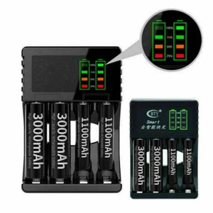 4 Slot Intelligent Battery Charger For AA AAA NI-MH NI-CD Batteries Rechargeable - Picture 1 of 12
