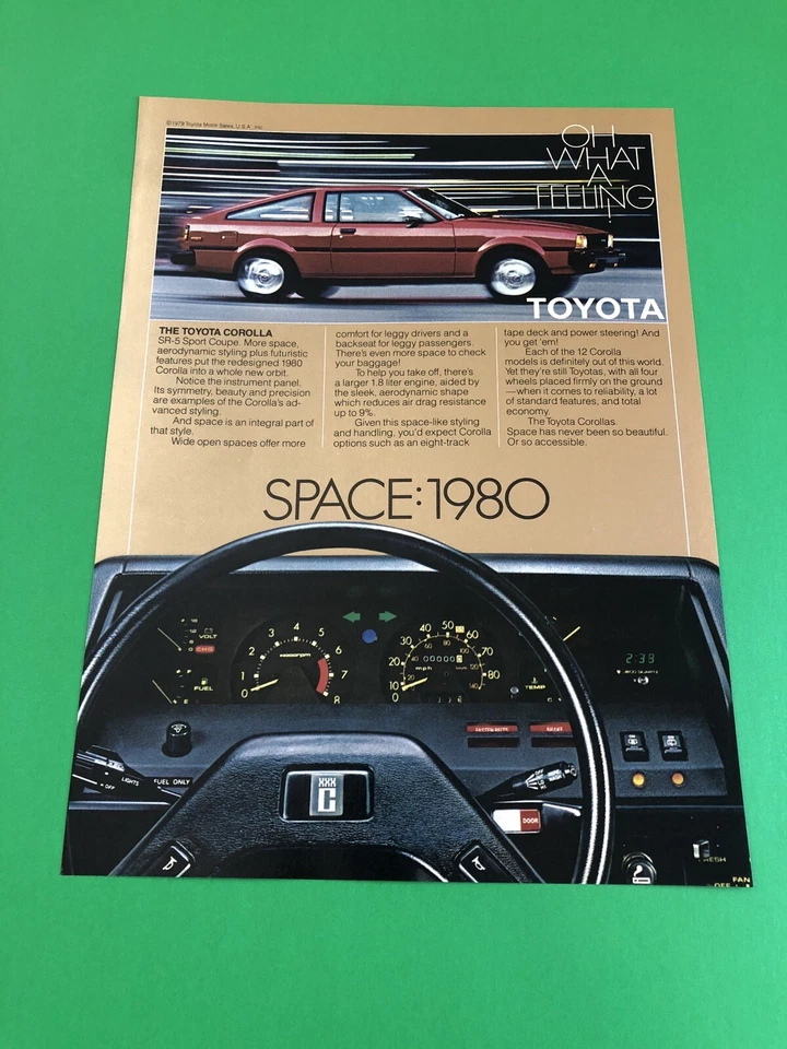 TOYOTA COROLLA SR-5 VINTAGE ORIGINAL PRINT AD PRINTED ADVERTISEMENT - Image 1 of 1