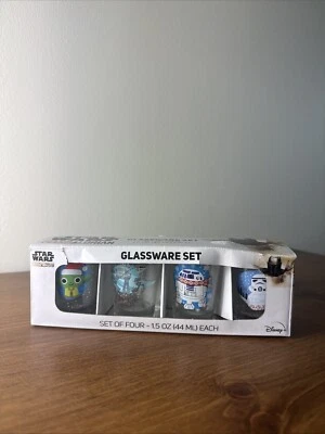 Juego de (4) vasos de chupito Star Wars The Mandalorian Disney+ vacaciones 1,5 OZ NUEVO EN CAJA Foto 1 de 4