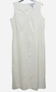 Sag Harbor Vintage White Linen Blend Tank Maxi Dress Embroidery Beading 16W