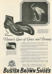 1919 Buster Brown Shoes St. Louis Print Ad Vintage Art Deco - Picture 1 of 2