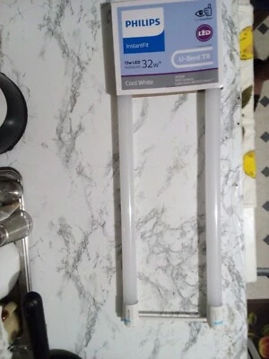 2PK Philips 32-W Equiv T8 LED InstantFit U-Bent Linear Light Bulb Cool White NEW - Image 1 of 3