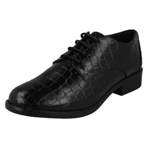 Zapatos con cordones de PU negros para dama: F9R0080 tallas Reino Unido 3 - 8 - Imagen 1 de 9