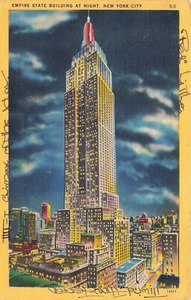 DE COLECCIÓN POSTAL DE LA CIUDAD DE NUEVA YORK NY EMPIRE STATE BUILDING AT NITE 1951 012124 T - Imagen 1 de 2