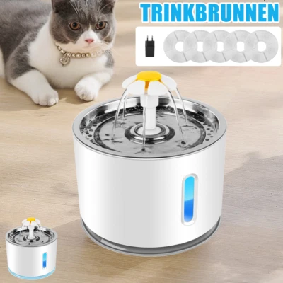 Trinkbrunnen Haustier Automatisch Wasserspender 2.4L für Katzen Hunde mit LED - Bild 1 von 4