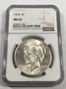 1924 PEACE SILVER DOLLAR NGC MS65 06EDA25 - Picture 1 of 4