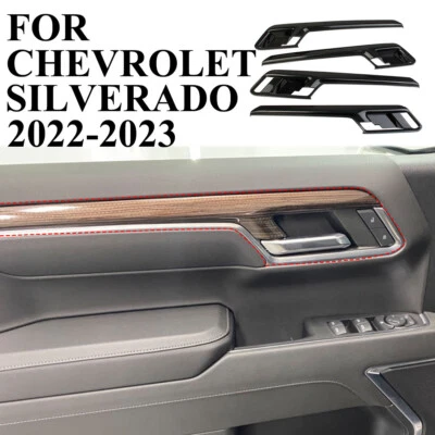 Cubierta de tazón de manija de puerta estilo fibra de carbono para Chevrolet Silverado (cabina doble) Foto 1 de 4