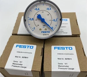 For Festo VAM-63-V1/0-R1/4-EN Vacuum Gauge 1/4" NPT -1 to 0 bar -30 to 0 Hg - Picture 1 of 1