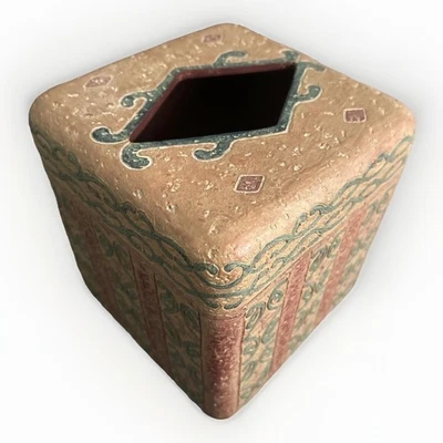 Cubierta de caja de pañuelos de resina Bed Bath Beyond ANTIGÜEDAD aspecto de cerámica marroquí nueva con etiquetas Foto 1 de 4