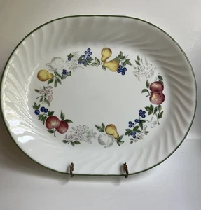 Corelle Chutney Oval Servierplatte Schale 12" x 10" Obst Grün Wirbelrand - Bild 1 von 3