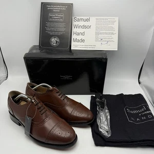 Samuel Windsor schokobraune handgefertigte Halbschuhe aus Vollleder UK 8 neu - Bild 1 von 11