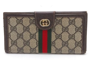 Gucci Vintage PVC Leather Sherry Line Purse Wallet Brown Authentic #1013 - Picture 1 of 22