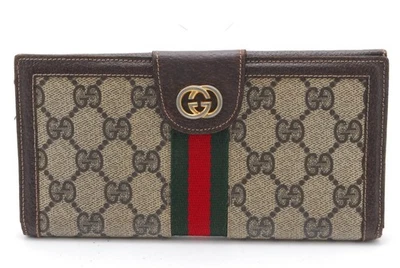 Gucci Vintage PVC Leather Sherry Line Purse Wallet Brown Authentic #1013 - Image 1 of 4