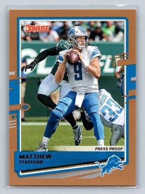 2020  Donruss Press Proofs Bronze #96b Matthew Stafford White jersey Lions B60 - Image 1 of 2