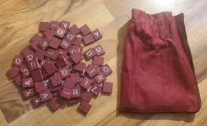 Set of 100 Scrabble Wood Maroon Burgundy Tiles Parts Arts Crafts Deluxe Edition - Picture 1 of 1
