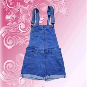 Blue Denim Shorts Overalls Wis Adjustable Straps Ideal for Casual Summer Wear - Picture 1 of 3