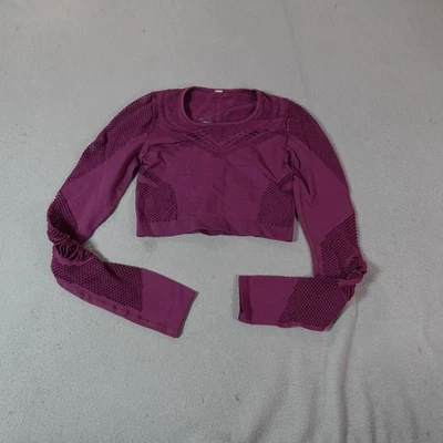 Camisa corta Alo Yoga Sirena para mujer pequeña púrpura sin costuras malla elástica atlética Foto 1 de 4