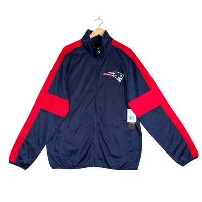Chaqueta de Pista New England Patriots Para Hombre Grande Cremallera Completa Azul/Rojo Logo NFL Fútbol Foto 1 de 4