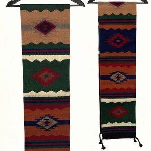 Vintage Handwoven Wool Table Runner 10.5” x 80" L - Aztec Design - Picture 1 of 7