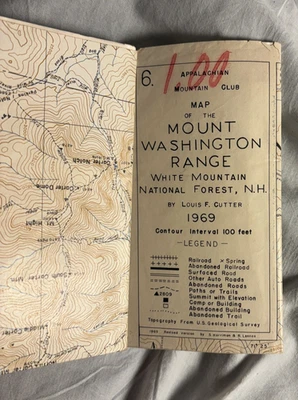 #6 AMC Map Mount Washington Range White Mountains NH by Louis Cutter, 1969 - Image 1 of 2