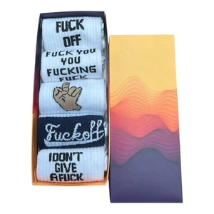 5 Pairs Funny Rude Gift Box Set Funky Sports Offensive Unisex Socks - Picture 1 of 7