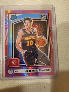 ✨2024-25 Donruss Optic Zaccharie Risacher Pink Hyper Rated Rookie RC #268 Hawks - Bild 1 von 2