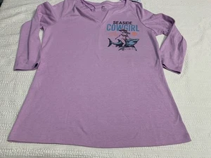 Seaside Cowgirl Kim Rogers Lavender 3/4 Sleeve Shirt Women’s Small New Tags Shar - Picture 1 of 24