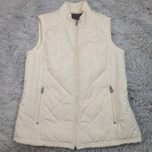 Relativity Vest Womens Petite M Off White Gorpcore Zip Up Pockets Quilted - Picture 1 of 10