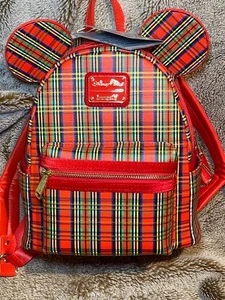 Disney Parks Loungefly rot kariert Mickey Mouse Mini Rucksack NEU - Bild 1 von 10