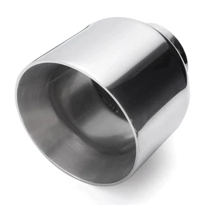 Universal Stainless Steel Exhaust Muffler Double Wall Round Slant - Picture 1 of 8