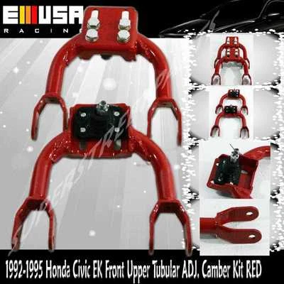 Brazo de cámara adj. tubular superior delantero para 92-95 Honda Civic CX DX VX hatchback rojo Foto 1 de 4