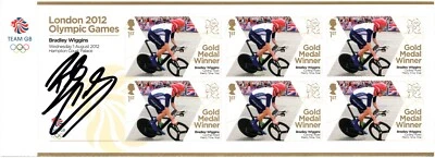 ¡Bloque de contrarreloj de los Juegos Olímpicos de 2012 para hombre x 6 sellos firmados por Bradley Wiggins a prueba! Foto 1 de 2