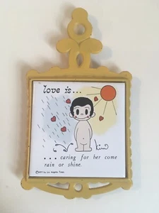 LOVE IS ...Karlek Ar.. Kim Casali comic cartoon LA TIMES 1977 cast Iron Trivet - Picture 1 of 7