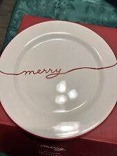 New Pottery Barn Holiday Sentiment Stoneware Salad Plates “Merry”- Set of 4
