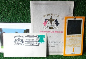 Ryder Cup Ticket Briefmarke Poster Lot Oak Hill Golf Rochester 1995 - Bild 1 von 4