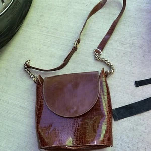 Bally Eones Tasche Italy Schultertasche Schlangenmuster Braun Gold Kette Schnalle - Bild 1 von 5