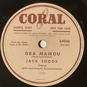 10" 78 RPM-Jack Shook-No Truer Words/Gra Mamou/Coral 64046 Promo - Foto 1 di 4