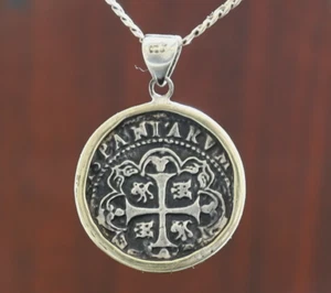 BIGGEST 2" Urca de Lima SPAIN COLONIAL COIN solid STERLING SILVER Pendant 46mm - Picture 1 of 3