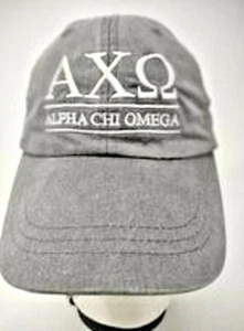 Adams Upscale Fashion Headwear Leather Strap Back Alpa Chi Omega Cap - Picture 1 of 5