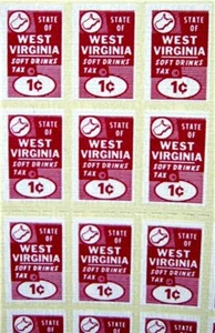 Old West Virginia State Sheet of 50 Soda 1 Cent Soft Drink Tax StampsOld Stock - Picture 1 of 2