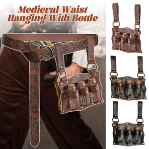 Mittelalterliche Alchemie Fläschchen PU Halter Gürtel hängender Trank Zauberkostüm Cosplay Requisiten - Bild 1 von 11