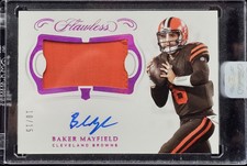2018 Panini Flawless Ruby Rookie Patch Auto Baker Mayfield /15 RPA Buccaneers