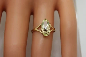 ANILLO DE CHIP CITRINO Y DIAMANTE DE ORO AMARILLO 10K FIRMADO talla 6 - Imagen 1 de 15