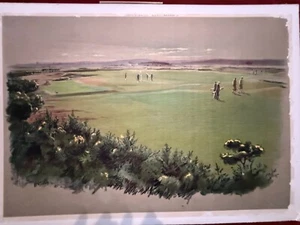 Rare Vintage Cecil Aldin St Andrew's -The 5th and 13th Greens. 20.5" x 14.5" - Picture 1 of 4