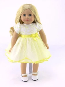 Doll Clothes 18" Dress Yellow White Fits American Girl Dolls - Picture 1 of 2