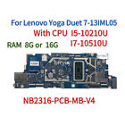 For Lenovo Yoga Duet 7-13Iml05 Laptop Motherboard.W/ I5 I7 10Th Gen Cpu.16G Ram