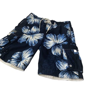 Abercrombie & Fitch Swim Shorts Men Large Cargo Pocket Trunks Floral Print - Picture 1 of 12