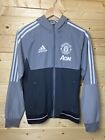 Manchester United 2010 Retro Track Suit Top Jacket Hooded Grey Gym Small VGC